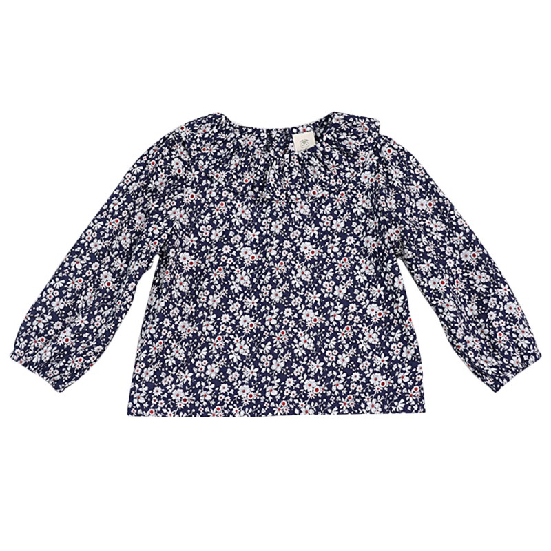 Leuke Meisjes Blouse Bloem Mouwen Kraag Blouse Puff Tops Baby Effen Meisje Meisjes Kleding: XL2013ZG / 9m