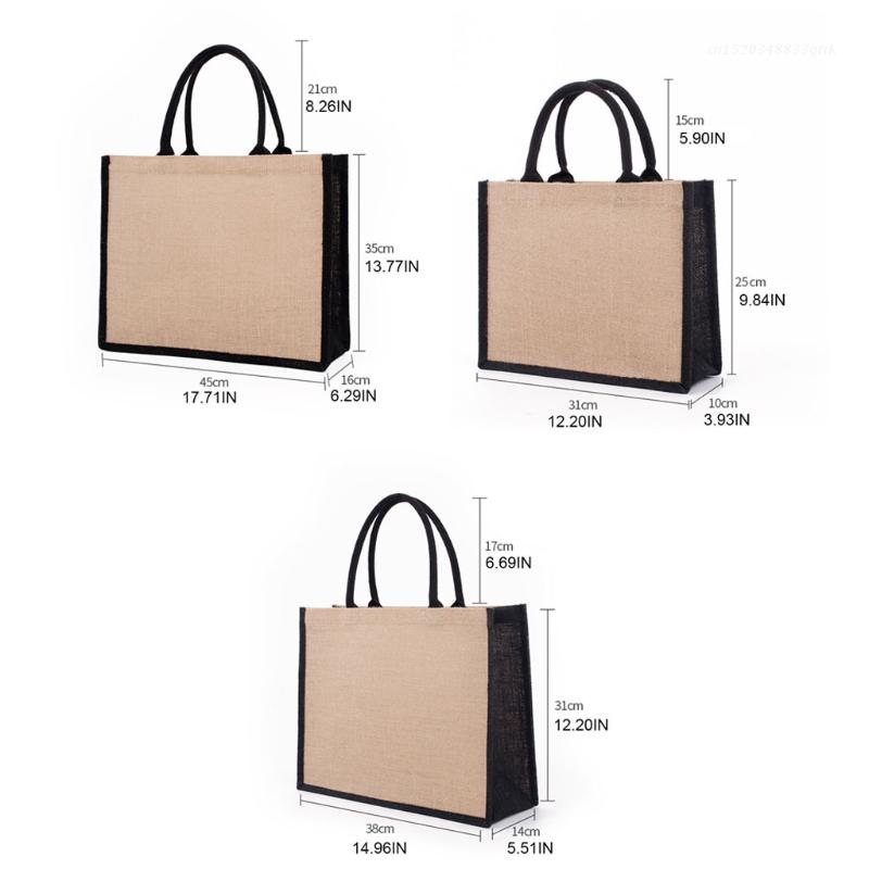Jute Burlap Tote Bag Large Reusable Grocery Shopping Bags with Handles Bags