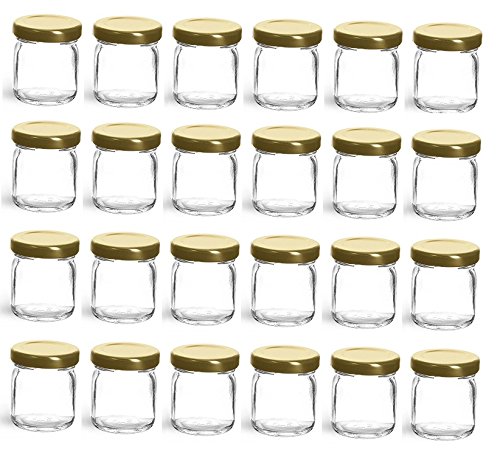 NEUE! 1,5 UNZEN 42ml Glas Runde Mini Gläser mit Gold/Silber/Schwarz deckel, Verwenden für Marmelade, honig, Süßigkeiten, Hochzeit Gefälligkeiten, Gewürz, Pack von 24Stck