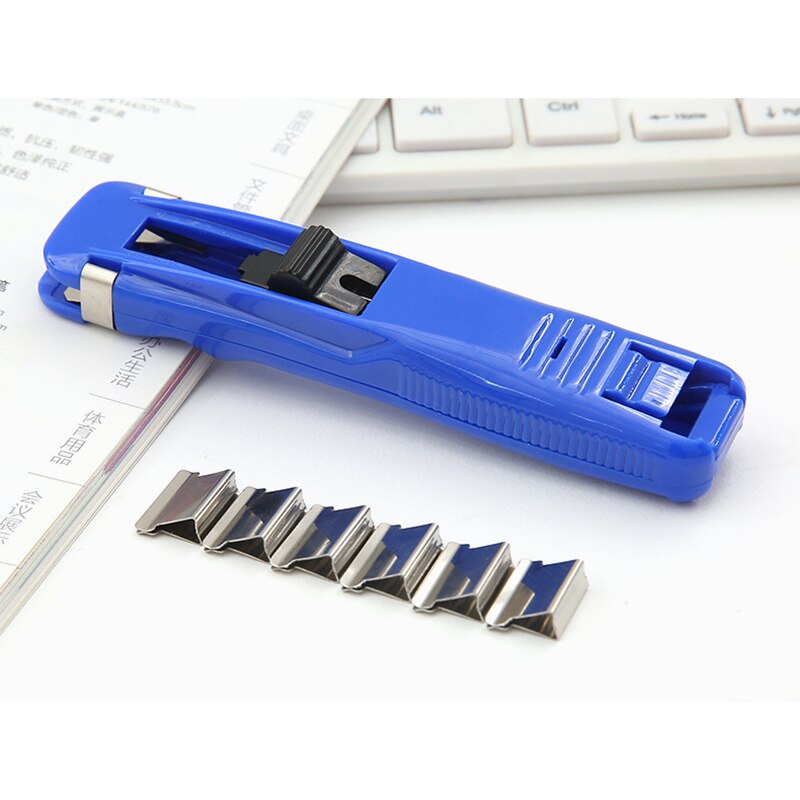 Push Clip Device Portable Handheld Paper Fast Clam Clip Dispenser Metal Refill Clips School Office Student Supplies Paperclips