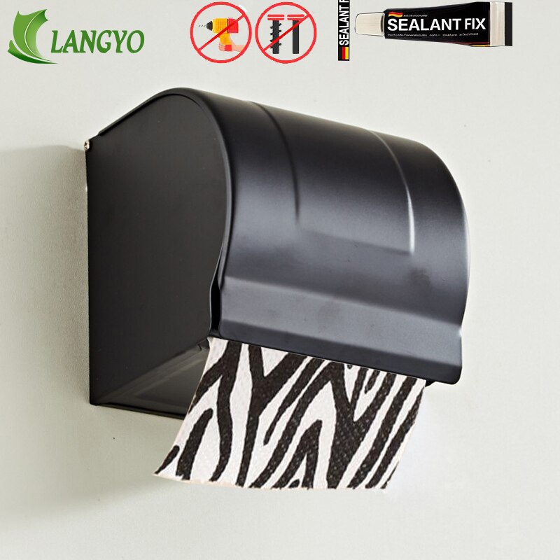 Matzwarte houder voor toiletpapier, europese houder voor toiletpapierrollen, wandmontage, keuken, waterdichte houder voor toiletpapier