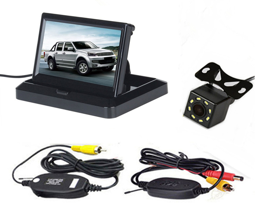 Monitor de coche 5 pulgadas TFT LCD pantalla a Color asistencia de estacionamiento inverso con 2 ENTRADA AV, cámara de visión trasera opcional: Monitor02 wireless02