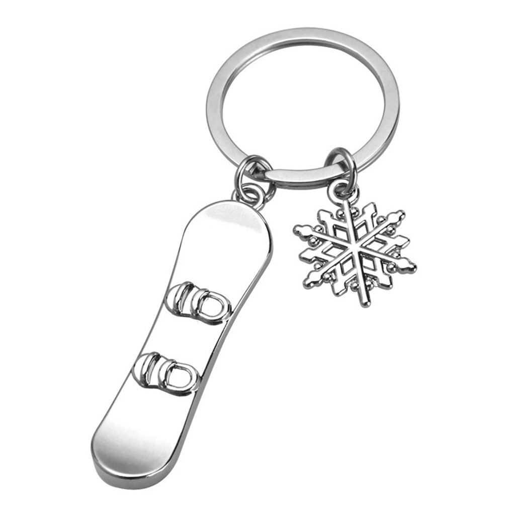 1pc Silber Farbe Schlittschuhe Schneeflocke Anhänger Schlüssel Ring skaten Skifahren Schlüssel Kette Keychain Schmuck Für Winter Souveniors: 2