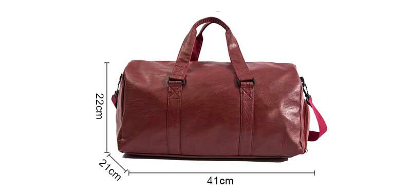 Men Travel Bag Large Duffle Independent Shoes Storage Big Fitness PU Leather Women Handbag Bags Luggage Shoulder Bag: Red small