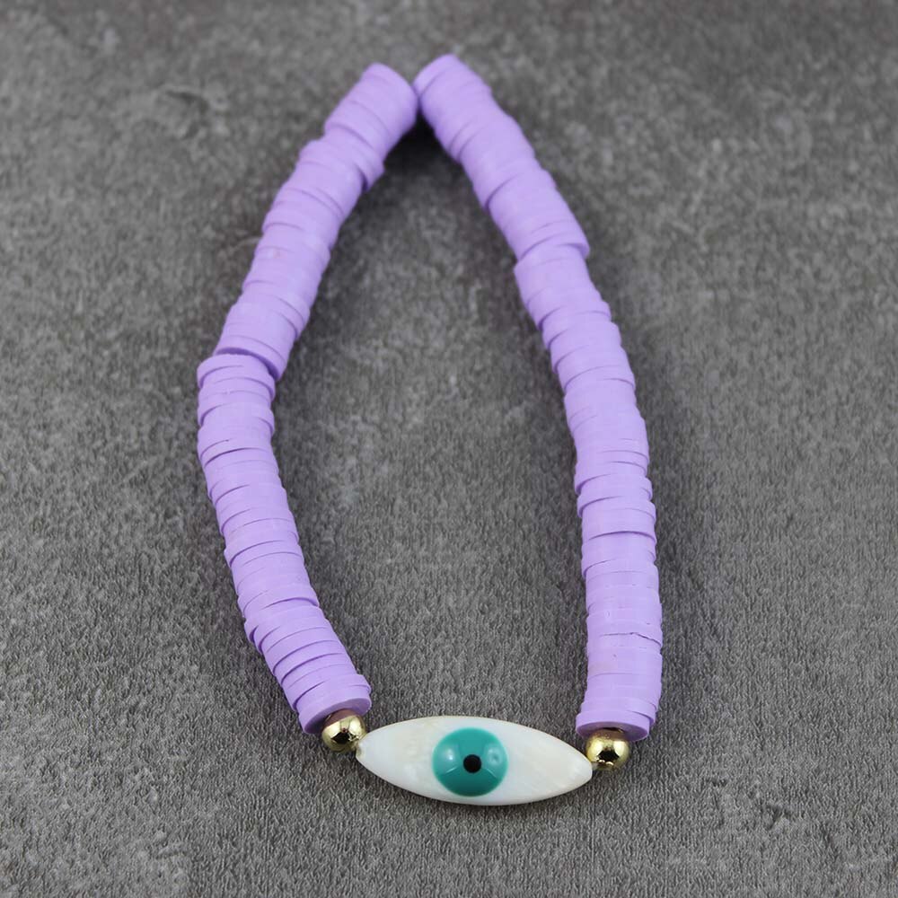 Ga Naar Het Strand Voor Zomer Armbanden Voor Vrouwen Kleurrijke Polymeer Klei Kralen Armband Eye Shell Armbanden: color2