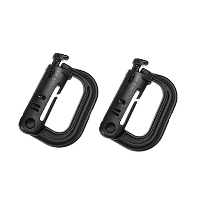 4pcs Climbing Carabiner D-shape Buckle Locking Ring Plastic Clip Snap Buckle Carabiner Keychain ITW Fastener Hiking Bag Buckle: 2pcs black