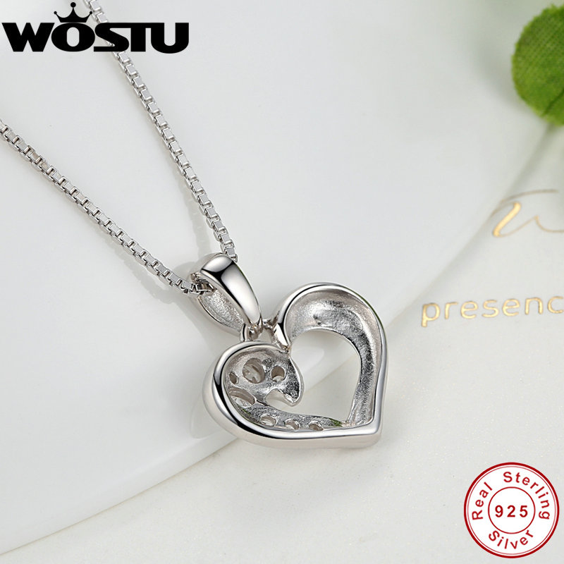 925 Sterling Silver Our Hearts & Love Pendant Necklaces Clear CZ for Women Girls Jewelry Birthday CQN028