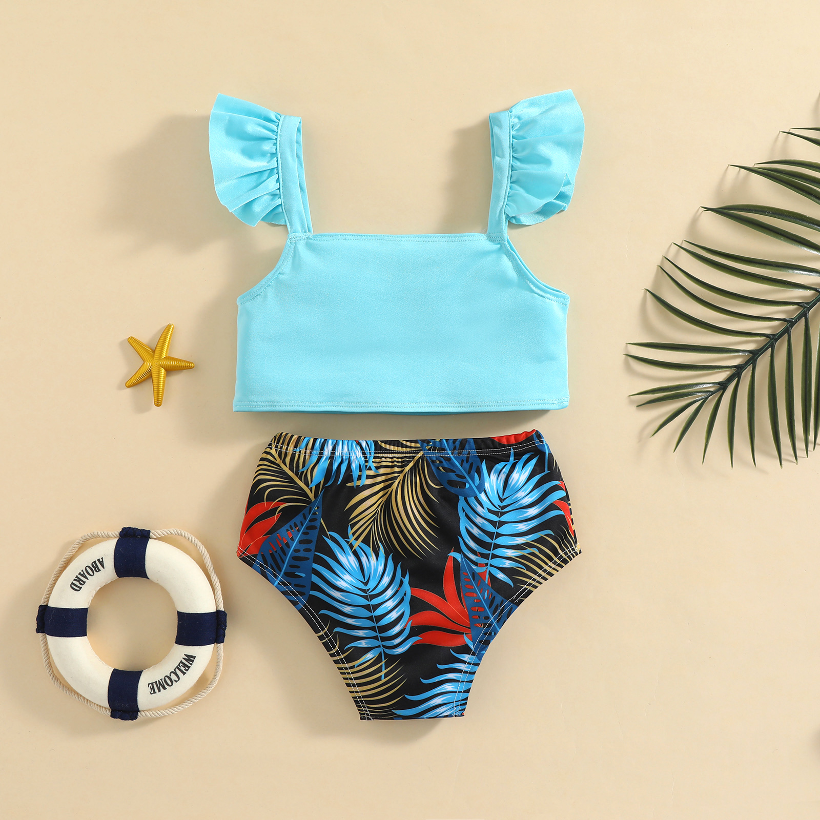 Søstre og brødre badetøj familie matchende badedragter børn baby dreng pige to dele stropper crop tops og badeshorts 0-5y