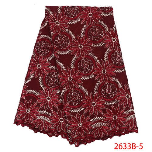 Swiss Voile Laces Fabrics African Lace Fabric Embroidered French Cotton Lace Fabric with Stones for Women KS2633B-4: picture 2
