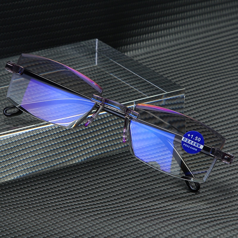 Frameloze Leesbril Anti Blauw Licht Randloze Verziend Brillen Ver Slechtzienden Bril Dioptrie 0 + 1.0 1.5 2.0 2.5 3.0 + 3.5 4.0