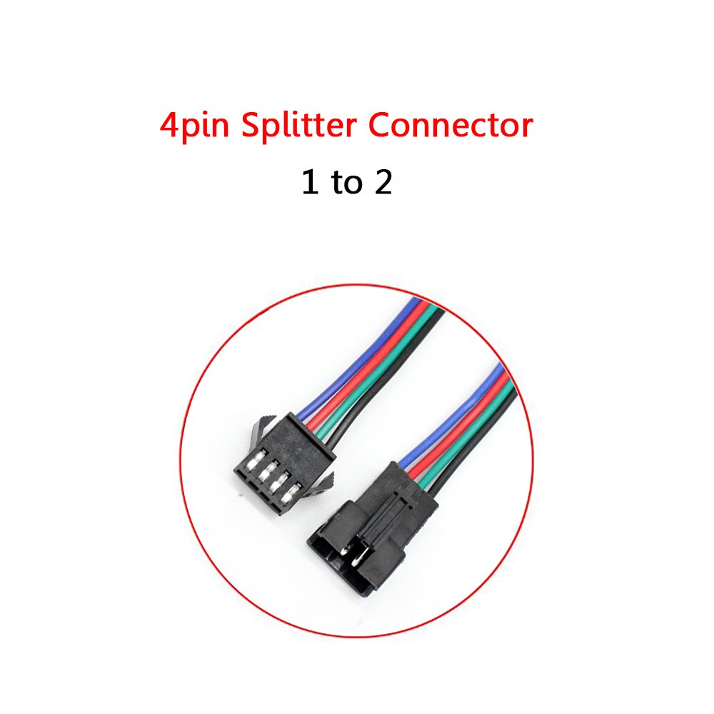 1to2 Splitter Connector 2pin 3pin 4pin 5pin For DC12V 2835 5050 RGB RGBW LED Strip Light SM JST Male Female Connector Wire Cable: 4pin