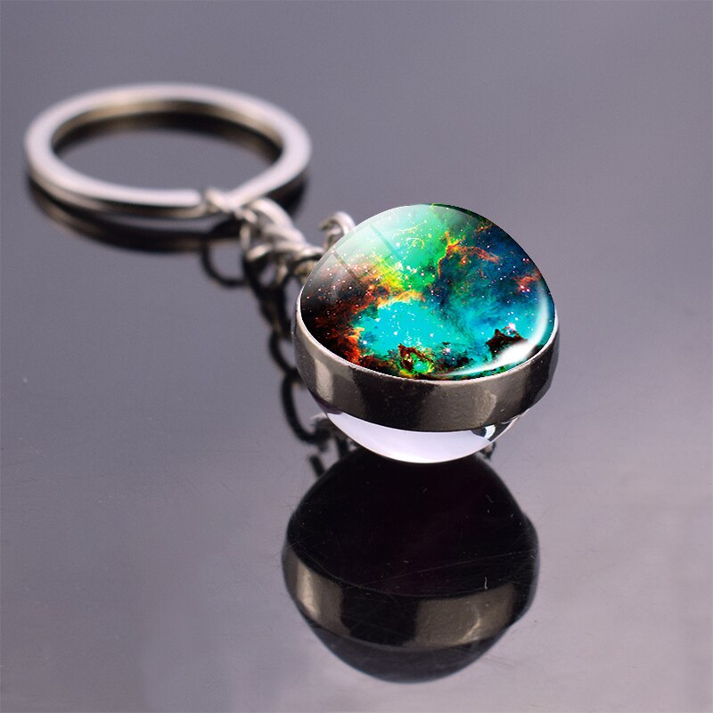 Dubbele Gezicht Glas Bal Sleutelhanger Handgemaakte Universe Galaxy Sterren Sleutelhanger Planet Hanger Sleutelhanger Sleutelhanger Outer Space Sieraden: size 6