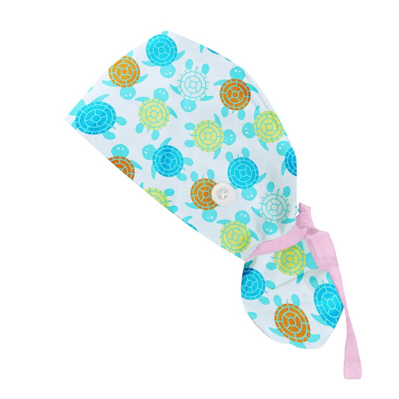 Gorro de algodón con botones para hombre y mujer, estampado, accesorios para uniforme de enfermera, tienda de mascotas, gorro quirúrgico para trabajo de laboratorio de Chef: 14