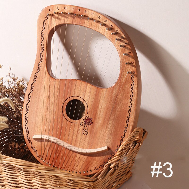 16-Tone Log Lyre Portable Musical Instrument 16-Strings Solid Wood Veneer Lyre Stringed Instrument YA88: 3