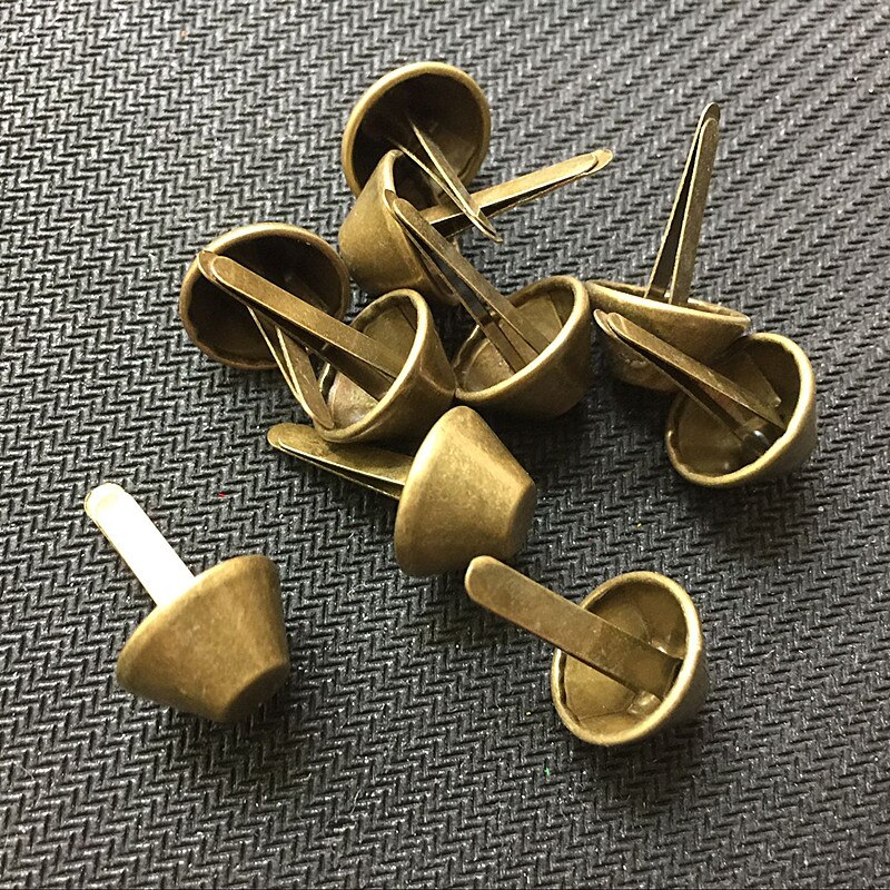 thumbnail image 2 of 100 Pack Antique Brass Bag Feet Studs - 15mm Flat Prong Studs For Handbag & Leather Craft 2 of 14