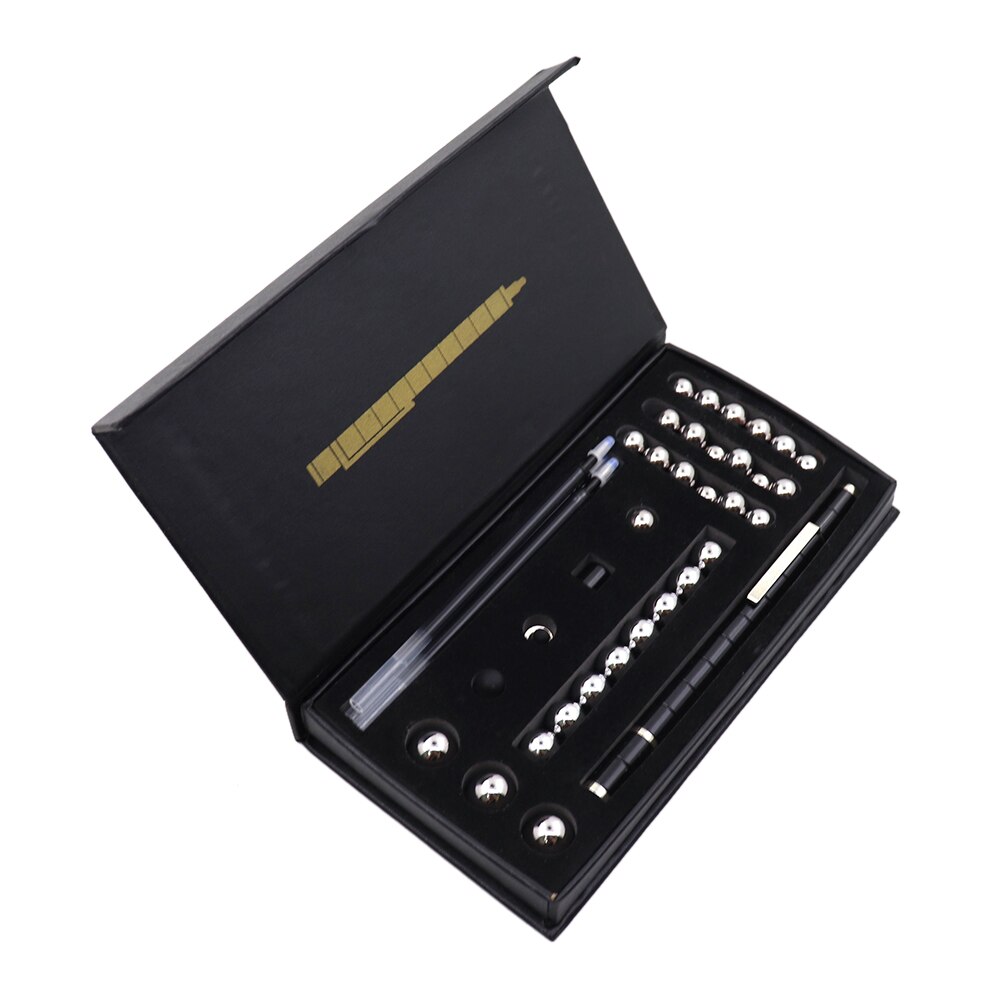 Magnetic Pen And Fun Metal Magnetism Pressure Relief Pen Magnet Water-Based Pen Box Fun Magnet Pen: L box black
