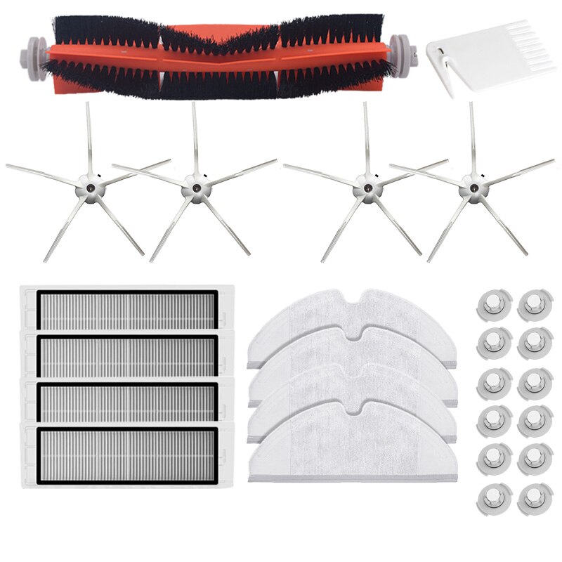 Accessoires pour aspirateur Xiaomi Roborock S6/S5/MAX/S60/S65/S50/S55/E25/E35, brosse principale, brosse latérale noire, filtre HEPA, pièces détachées: J