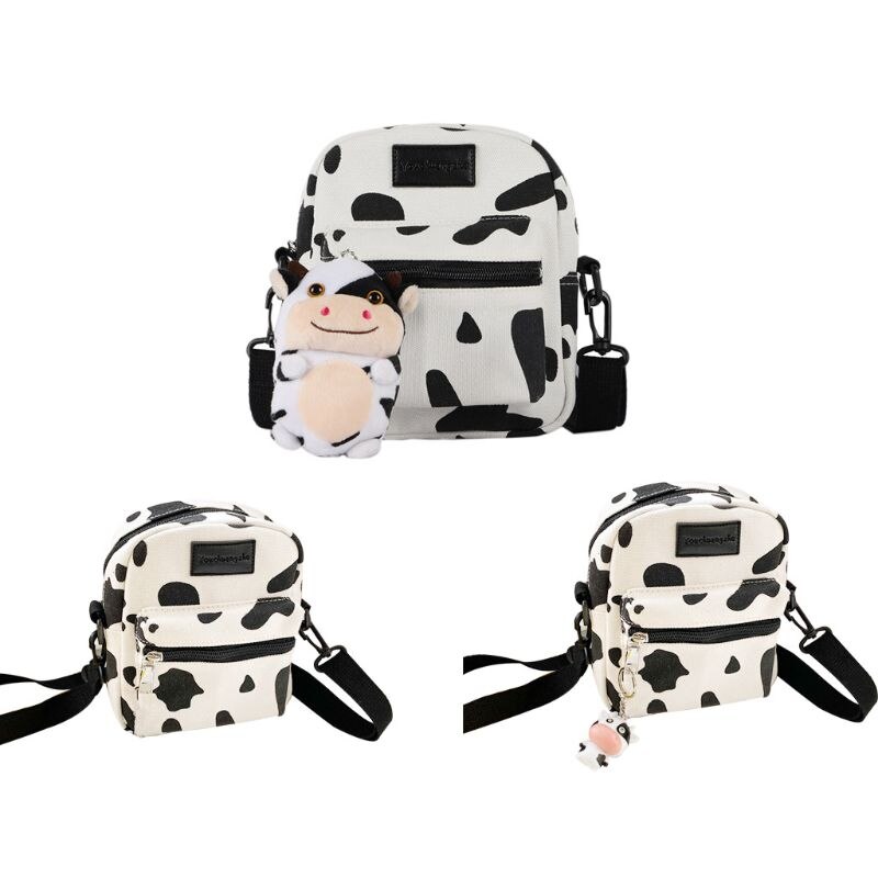 Vrouwen Meisjes Cartoon Koe Print Schouder Crossbody Bag Lady Tote Satchel Purse