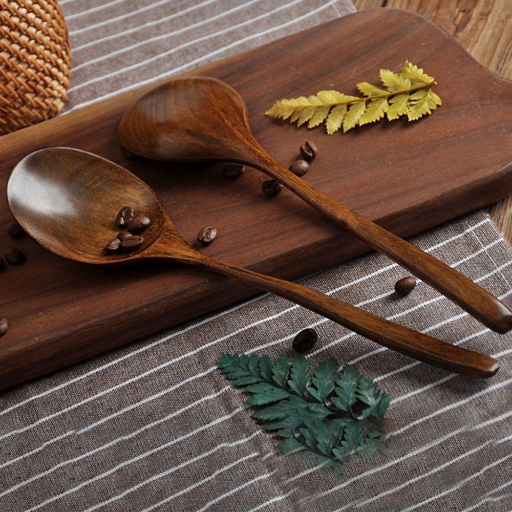 1 Pc Multi-Use Wooden Cooking Utensils Japanese-Style Rice Scoop Natural Long Handle Wooden Spoon Portable Simple Tableware