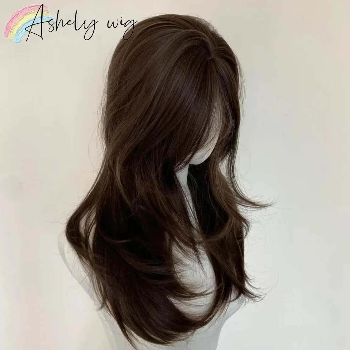 Perruque brune pour femmes bandeau corps brun droit synthétique Rose modèles de cheveux en frange française haut niveau Simulation cheveux perruque 가