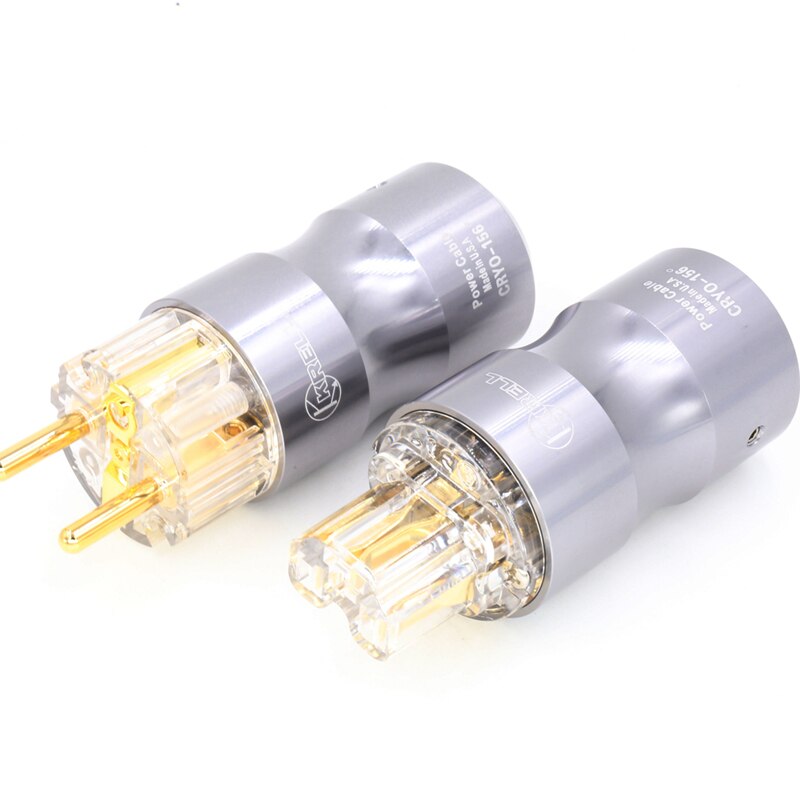 Krell-conector de alimentación schuko chapado en oro de 24k, Conector de Audio IEC transparente/negro, Europeo, UE