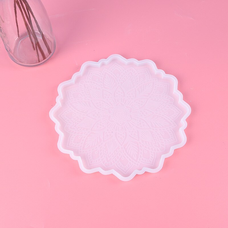 Hexagon Coaster Concrete Tray Silicone Mold Round Square Candlestick Plaster Base Tray Mould Cement Flowerpot Pedestal Molds: H