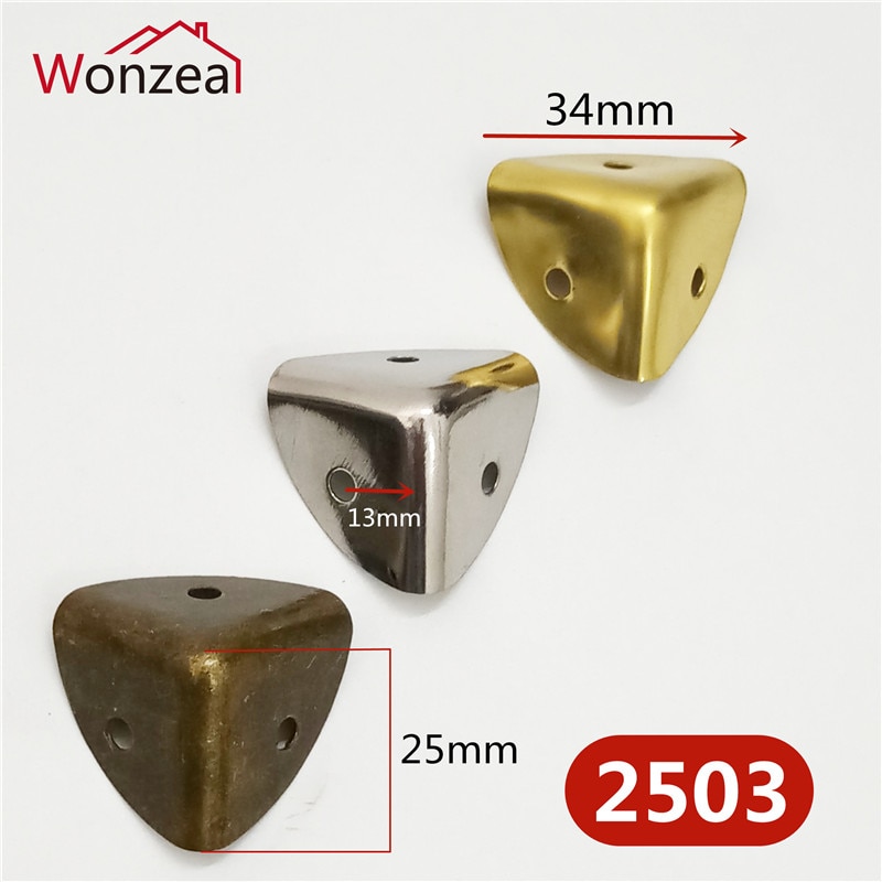 12pcs/lot 25mm Box Corner Protector Guard Decorative Antique Brass Jewelry Wine Box Wooden Case Chest Edge Cover+Screws