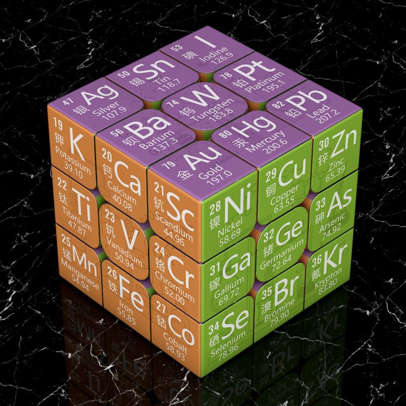 Cube magique 3x3x3, tableau périodique chimique, physique, Puzzle 3x3, pour étudiants, formule mathématique, jouet d'apprentissage éducatif pour enfants: WHITE