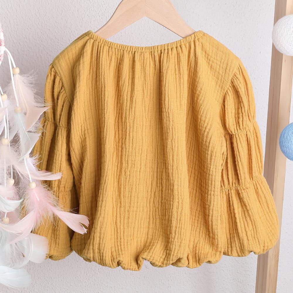 Kinderen Herfst Linnen Tops Peuter Kids Baby Jongen Meisje Solid Puff Lange Mouw Kleurrijke Mode T-shirt Tops Kleding Outfits