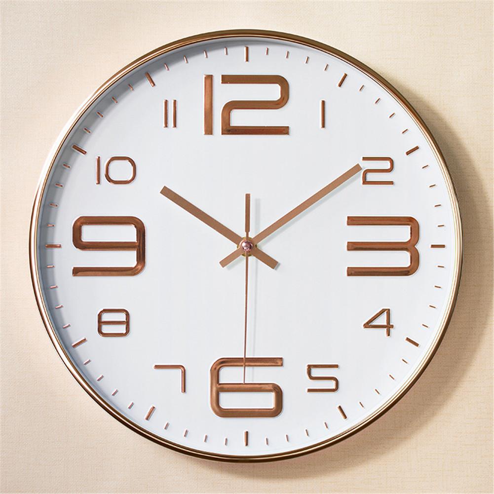 12inch Round Wall Clock Silent Hanging Digital Quartz Horloges Thick Border Watch Living Room Study Decor
