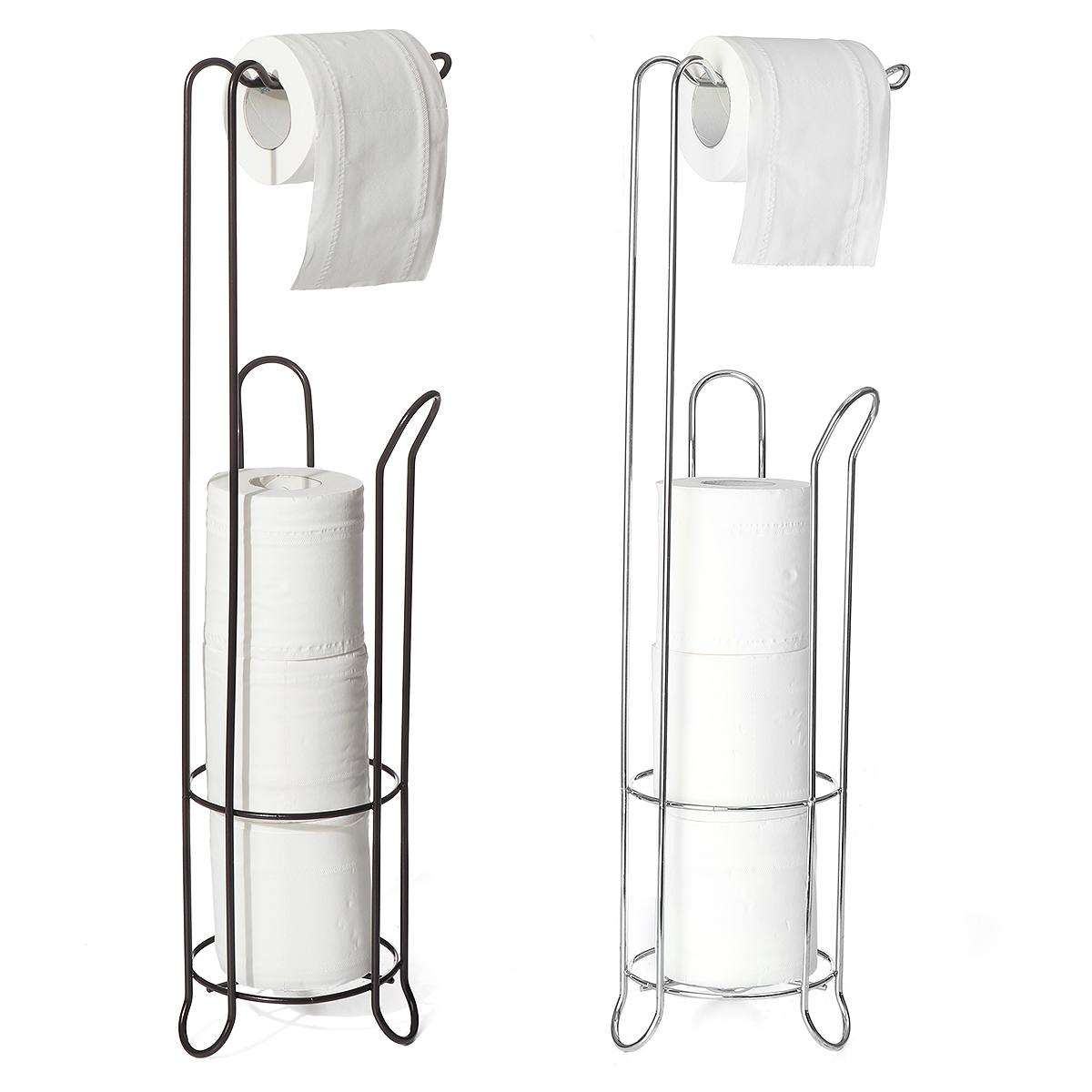 Toilet-Paper-Holder-Stand-Reserve-Storage-Dispenser-Free-Standing-Holder-Bathroom-Roll-Tissue-Chrome Paper Roll Stand Storage