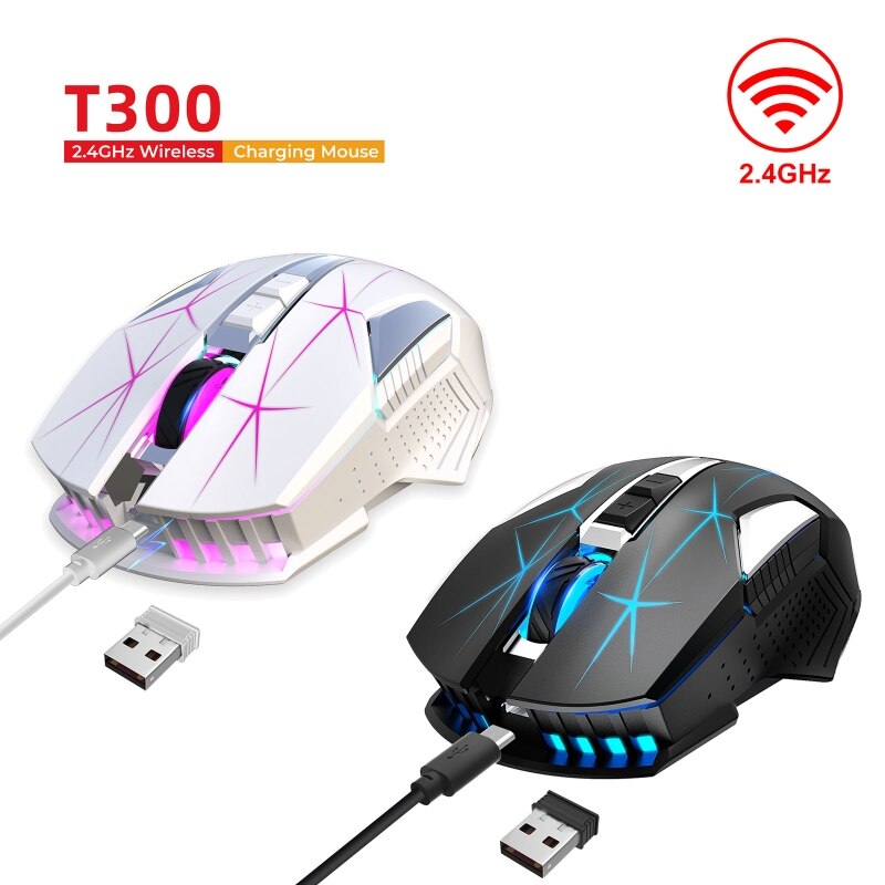 Tragbare, kabellose, wiederaufladbare maus, ergonomische gaming-maus mit 2400 dpi für laptop, notebook, pc, computer und tablet