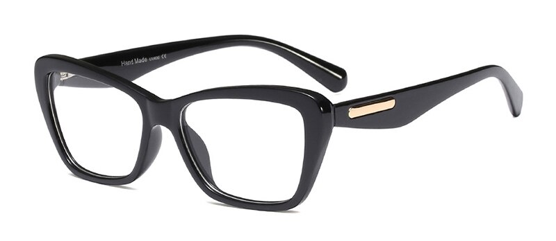 SHAUNA primavera bisagra Retro ojo de gato gafas marco mujeres resina lente gafas ópticas: Glossy Black