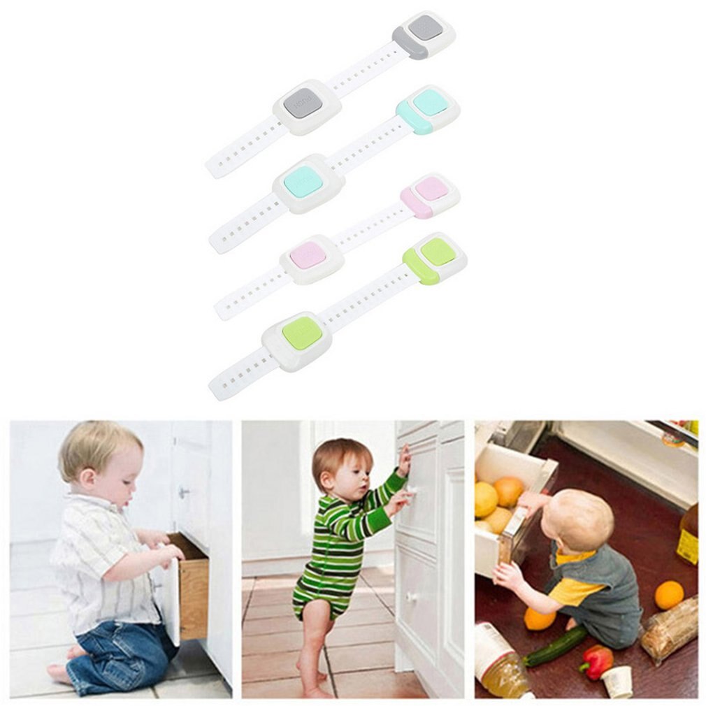 Multi-function Two-button Baby Anti-clip Cabinet Door Lock Blue