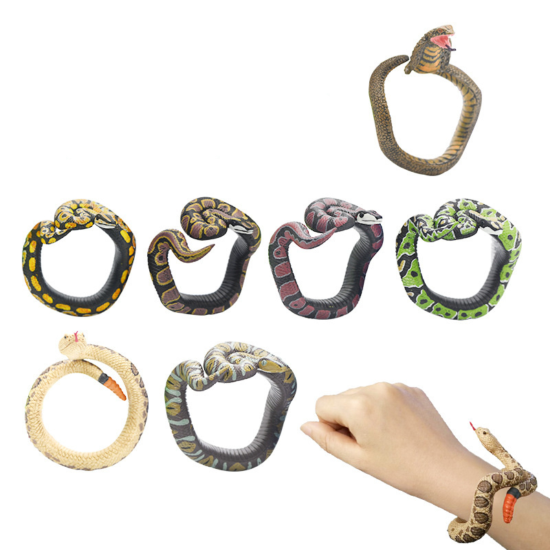 Tricky Spoof Simulation Snake Toy Python Snake-shaped Bracelet Simulation Animal Model Halloween Party Event Props