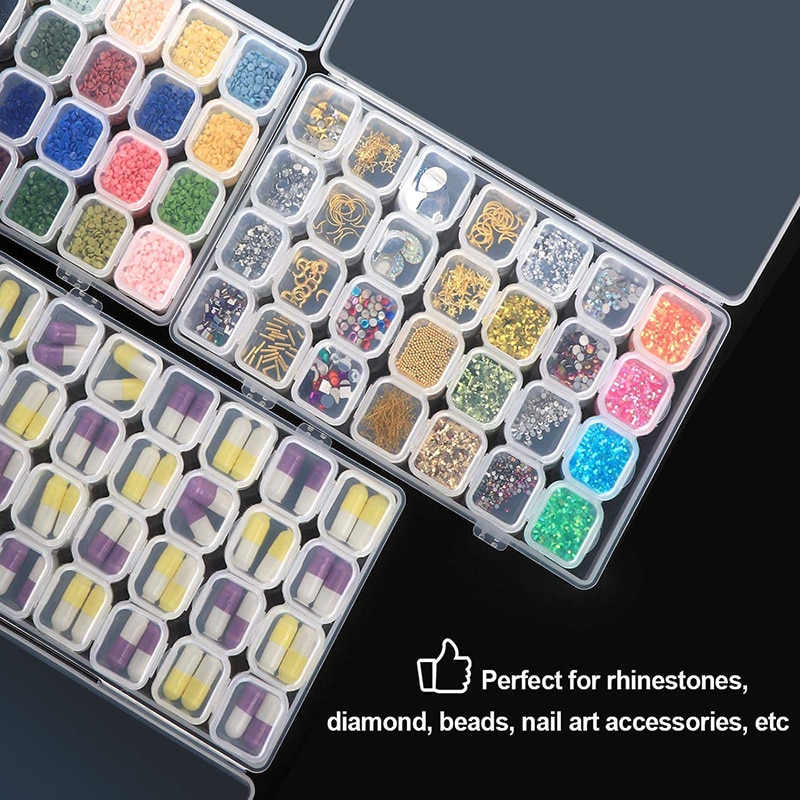 Boîtes de rangement pour accessoires de broderie diamant, 28 grilles, pour peinture diamant, point de croix