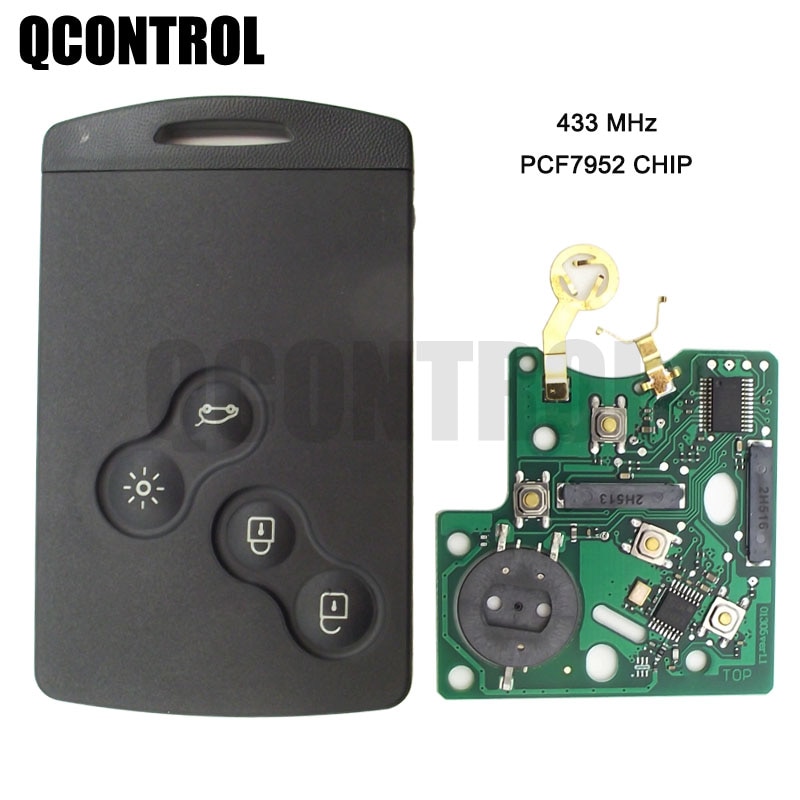 QCONTROL 4 Buttons Car Smart Remote Key Suit for Renault Koleo Scenic 433Mhz with 7952 Chip