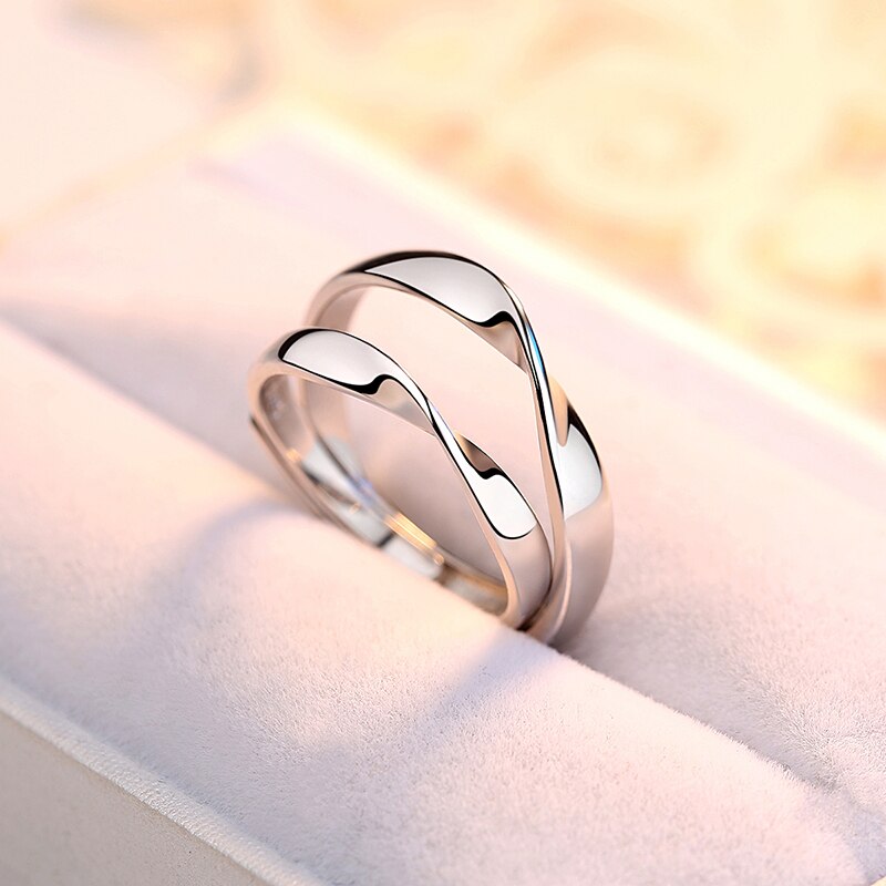 Lover Ringen 100% Echt 925 Sterling Zilveren Ringen Trouwringen Mobius Ring Paar Ring Voor Valentijnsdag Aanwezig