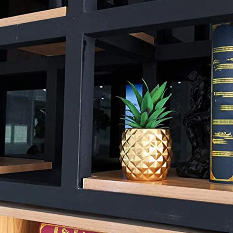 Artificial Potted Succulent Plants Set, Faux Succulents in Pots Home Decor (Gold)