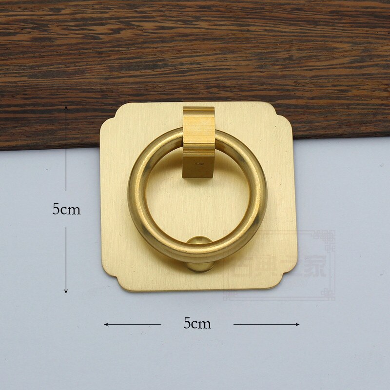 Pure copper Chinese style copper ring handle solid wood furniture drawer copper piece pull ring door decoration handle antique p: Black & White