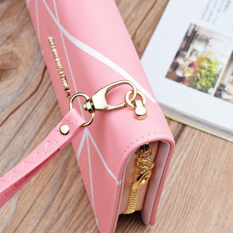 Lady Purse Geometric Pattern Wallets Large Capacity Zipper Wallet Korean Style Clutch Bag Card Holder.