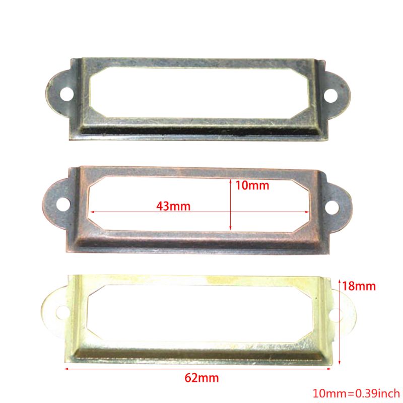 1 Set/50 Pcs Office Library File Drawer Cabinet Card Tag Label Holder Metal Frame
