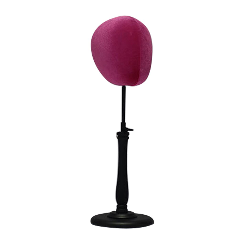 Adjustable Tabletop Hat Stand Mannequin Wig Cap Display Stand Mannequin Wig Head Display Hat Cap Head Stand Model: Rose Red