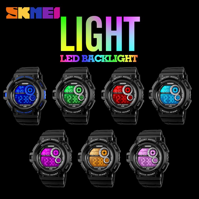 SKMEI Outdoor Sport Horloge Mannen Eenvoudige Kleurrijke LED Display Horloges Waterdicht Schokbestendig Digitale Horloge reloj hombre 1222