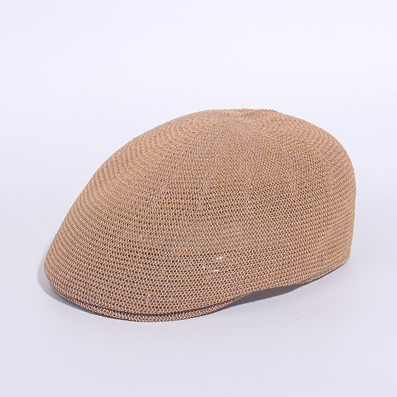 Boina, gorro de primavera verano para hombre y mujer, sombrero de gorra plana Ivy con rejilla transpirable para hombre y mujer, Boina de papel plano liso: D