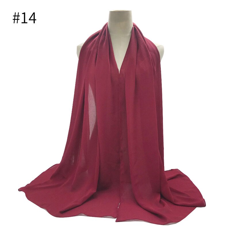 crêpe mousseline hijab écharpe magnifique solide foulards musulmans 10 pièces rides foulards de: 14
