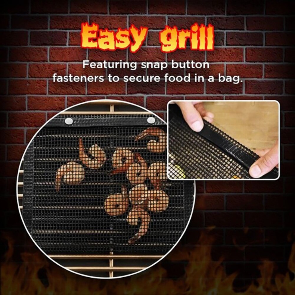 Outdoor Picnic Barbecue BBQ Grill Mesh Bag Reusable Non-Stick Grilling Pouch BBQ Bake Bag Mesh Grilling Bag Picnic Tool