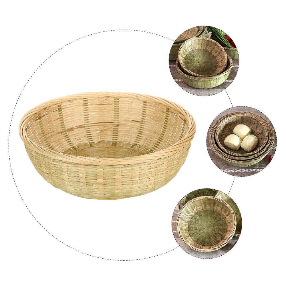 1PC panier de lavage de légumes ménage drainant pelle à poussière en bambou (couleur aléatoire)