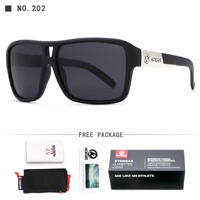 Kdeam originele gepolariseerde vierkante zonnebril voor heren zomer outdoor & reizen  uv400 brillen heren sport stijl zonnebrillen  gr6: C202 zwarte frames