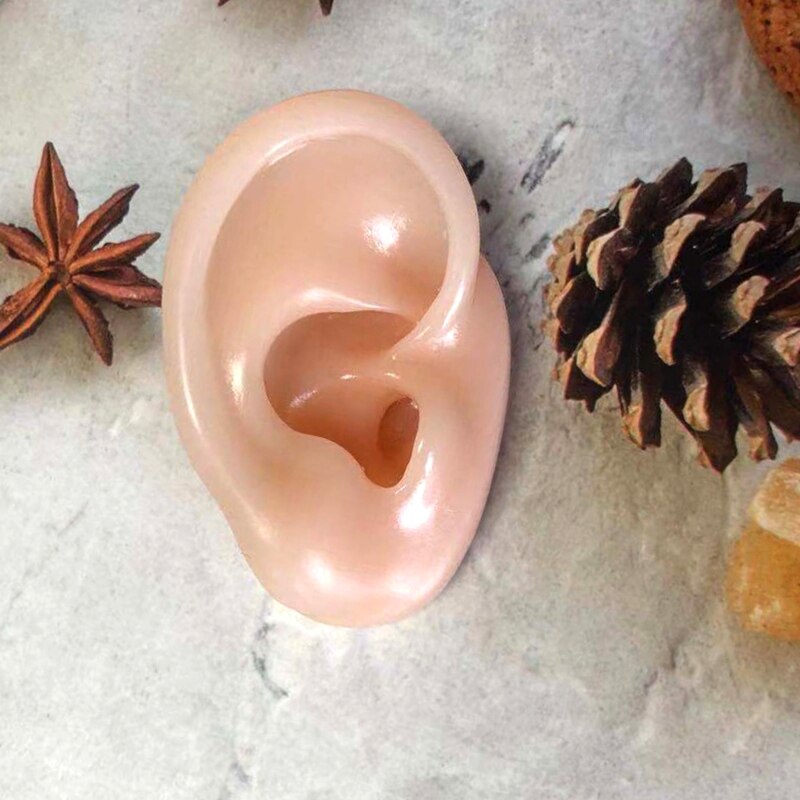 1Pair Silicone Ear Model Flexible Ears Simulated Ear Figure Left/Right Ears for Piercing Practice Jewelry Window Display